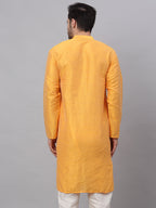 Jompers Men's Solid Dupion Silk Kurta - Yellow | Grocsy