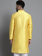 Jompers Men's Woven Design Kurta Only - Lemon | Grocsy