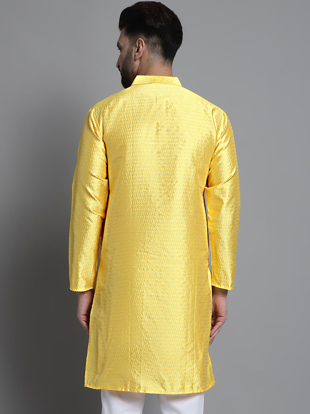 Jompers Men's Woven Design Kurta Only - Lemon | Grocsy