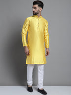 Jompers Men's Woven Design Kurta Only - Lemon | Grocsy