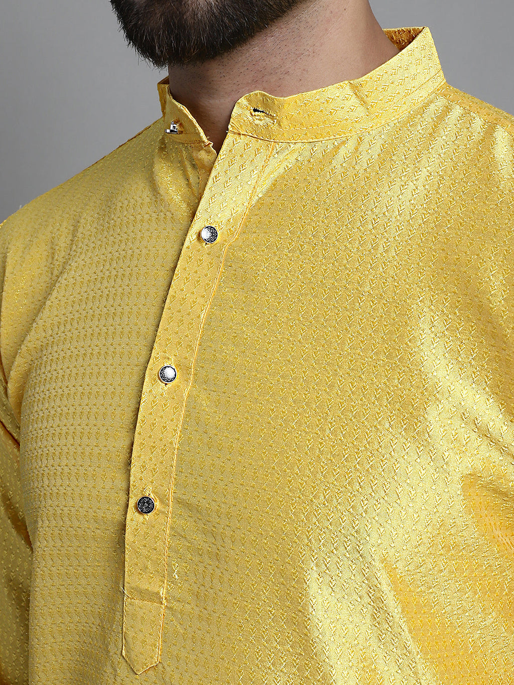 Jompers Men's Woven Design Kurta Only - Lemon | Grocsy