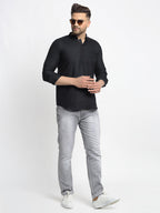 Jompers Men's Cotton Solid Short Kurta - Black | Grocsy