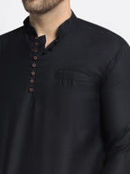 Jompers Men's Cotton Solid Short Kurta - Black | Grocsy