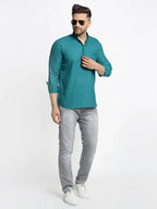 Jompers Men's Green Solid Cotton Short Kurta | Grocsy