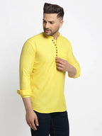 Jompers Men's Lemon Solid Cotton Short Kurta | Grocsy