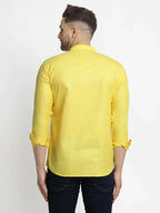 Jompers Men's Lemon Solid Cotton Short Kurta | Grocsy