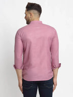 Jompers Men's Magenta Pink Solid Cotton Short Kurta | Grocsy