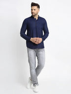 Jompers Men's Navy Blue Solid Cotton Short Kurta | Grocsy