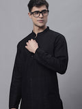 Jompers Men's Black Embroiderd Kurta | Grocsy