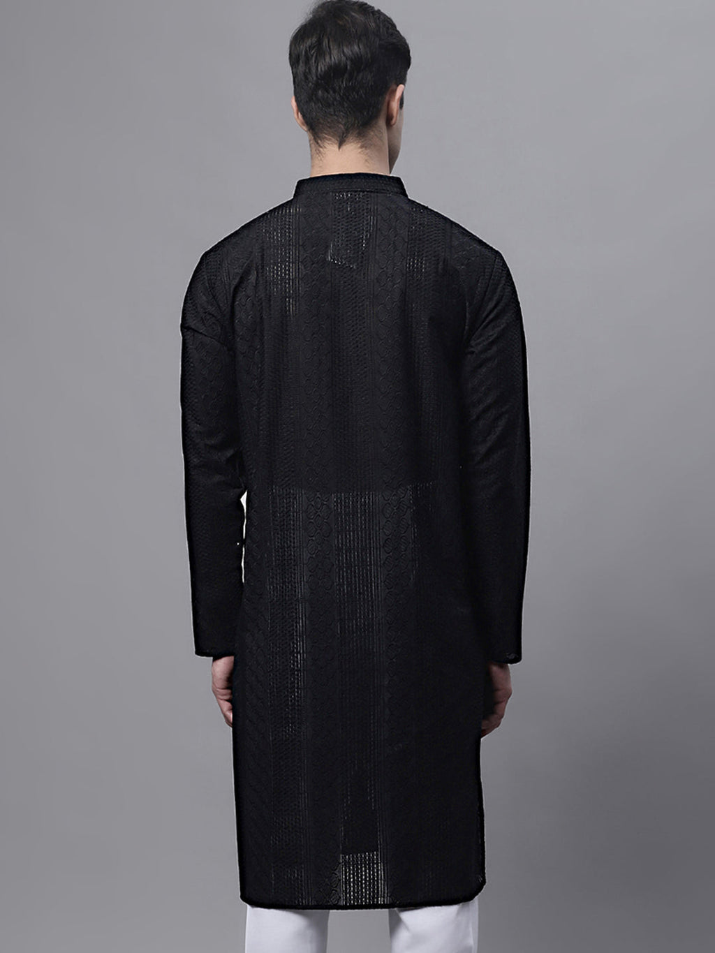 Jompers Men's Black Embroiderd Kurta | Grocsy