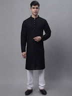 Jompers Men's Black Embroiderd Kurta | Grocsy