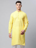 Jompers Men's Embroiderd Kurta - Lemon | Grocsy