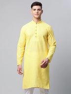 Jompers Men's Embroiderd Kurta - Lemon | Grocsy