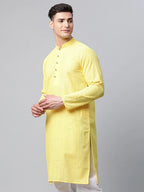 Jompers Men's Embroiderd Kurta - Lemon | Grocsy