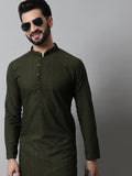 Jompers Men's Embroiderd Kurta - Olive | Grocsy