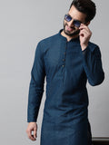 Jompers Men's Embroiderd Kurta - Teal | Grocsy