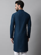 Jompers Men's Embroiderd Kurta - Teal | Grocsy