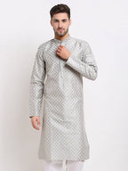 Jompers Men's Grey Chikankari Kurta Only | Grocsy