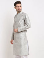 Jompers Men's Grey Chikankari Kurta Only | Grocsy