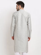 Jompers Men's Grey Chikankari Kurta Only | Grocsy