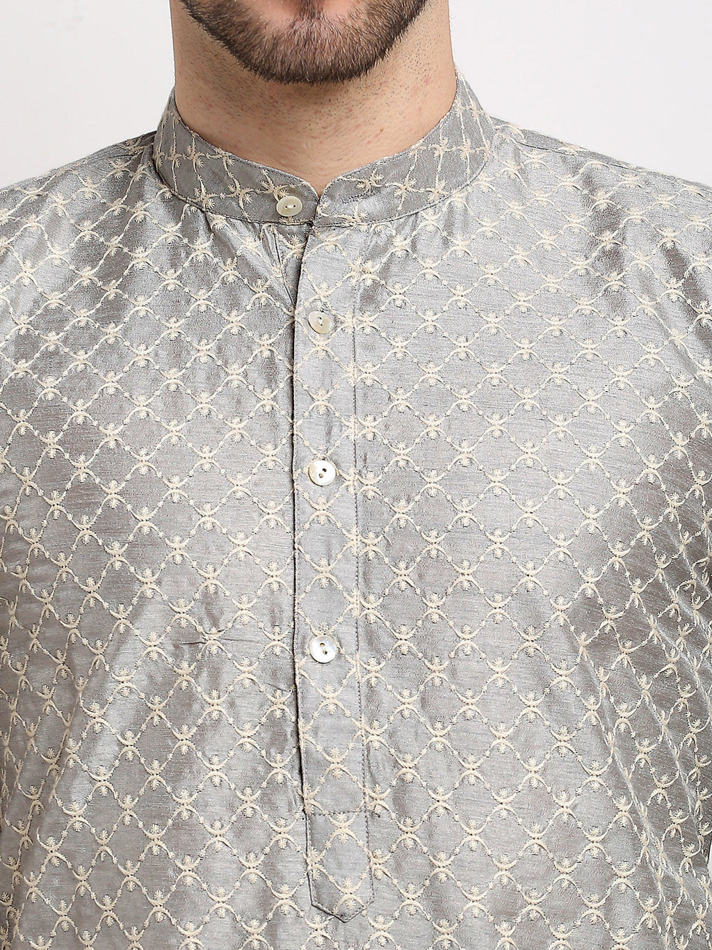 Jompers Men's Grey Chikankari Kurta Only | Grocsy