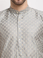 Jompers Men's Grey Chikankari Kurta Only | Grocsy