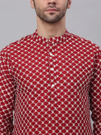 Jompers Men's Maroon Chikankari Kurta Only | Grocsy
