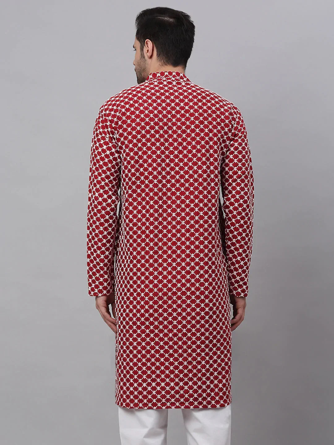 Jompers Men's Maroon Chikankari Kurta Only | Grocsy
