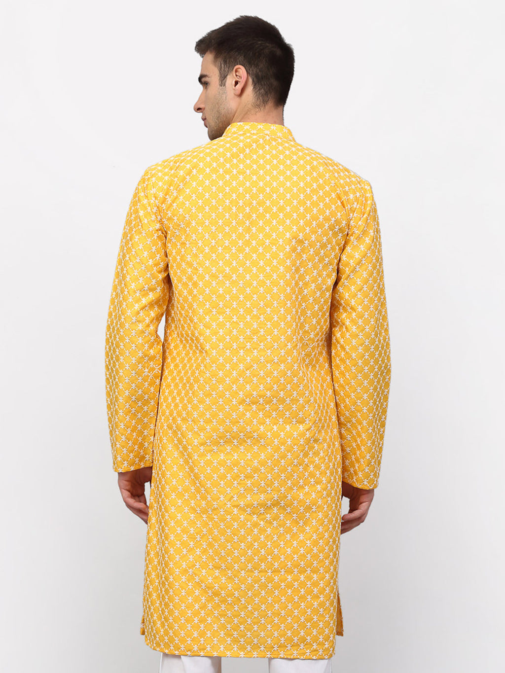 Jompers Men Mustard Chikankari Kurta Only | Grocsy