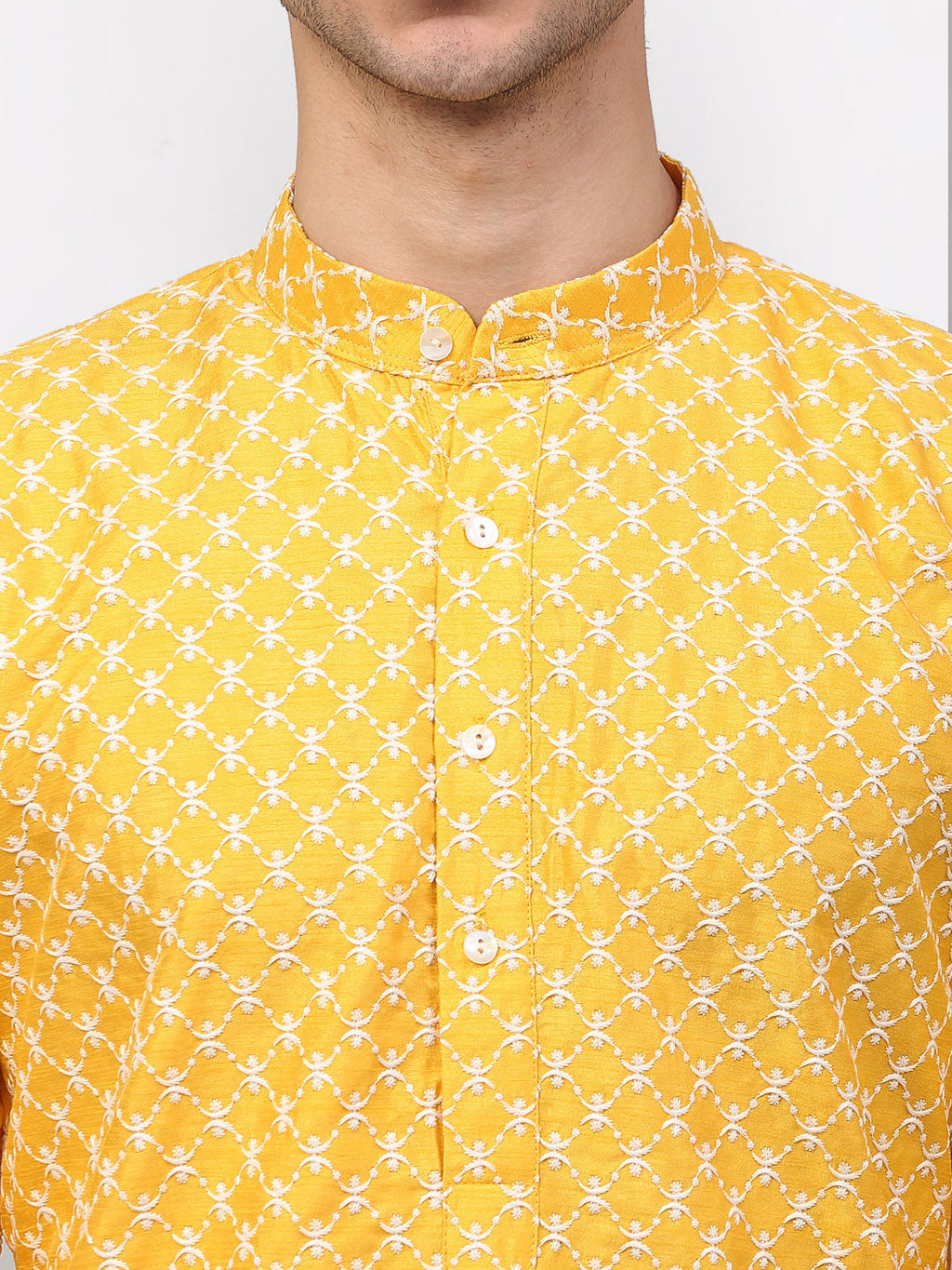 Jompers Men Mustard Chikankari Kurta Only | Grocsy