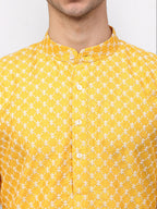 Jompers Men Mustard Chikankari Kurta Only | Grocsy