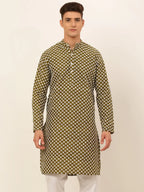Jompers Men's Olive Green Chikankari Kurta Only | Grocsy