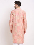 Jompers Men's Peach Chikankari Kurta Only | Grocsy