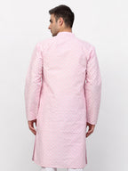 Jompers Men Pink Chikankari Kurta Only | Grocsy