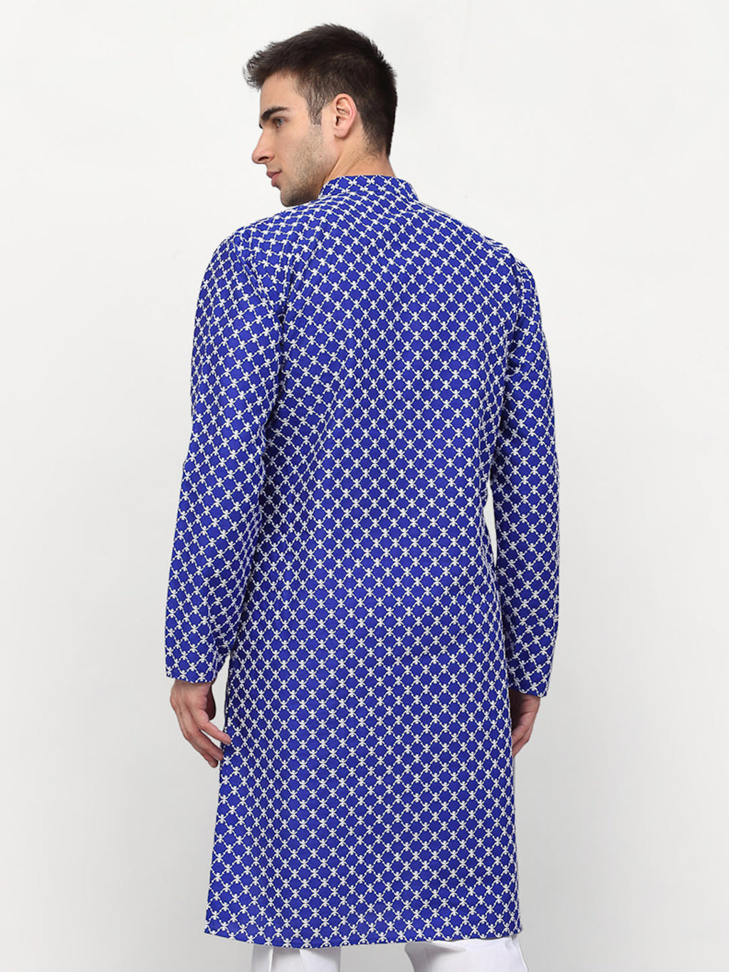 Jompers Men Royal-Blue Chikankari Kurta Only | Grocsy