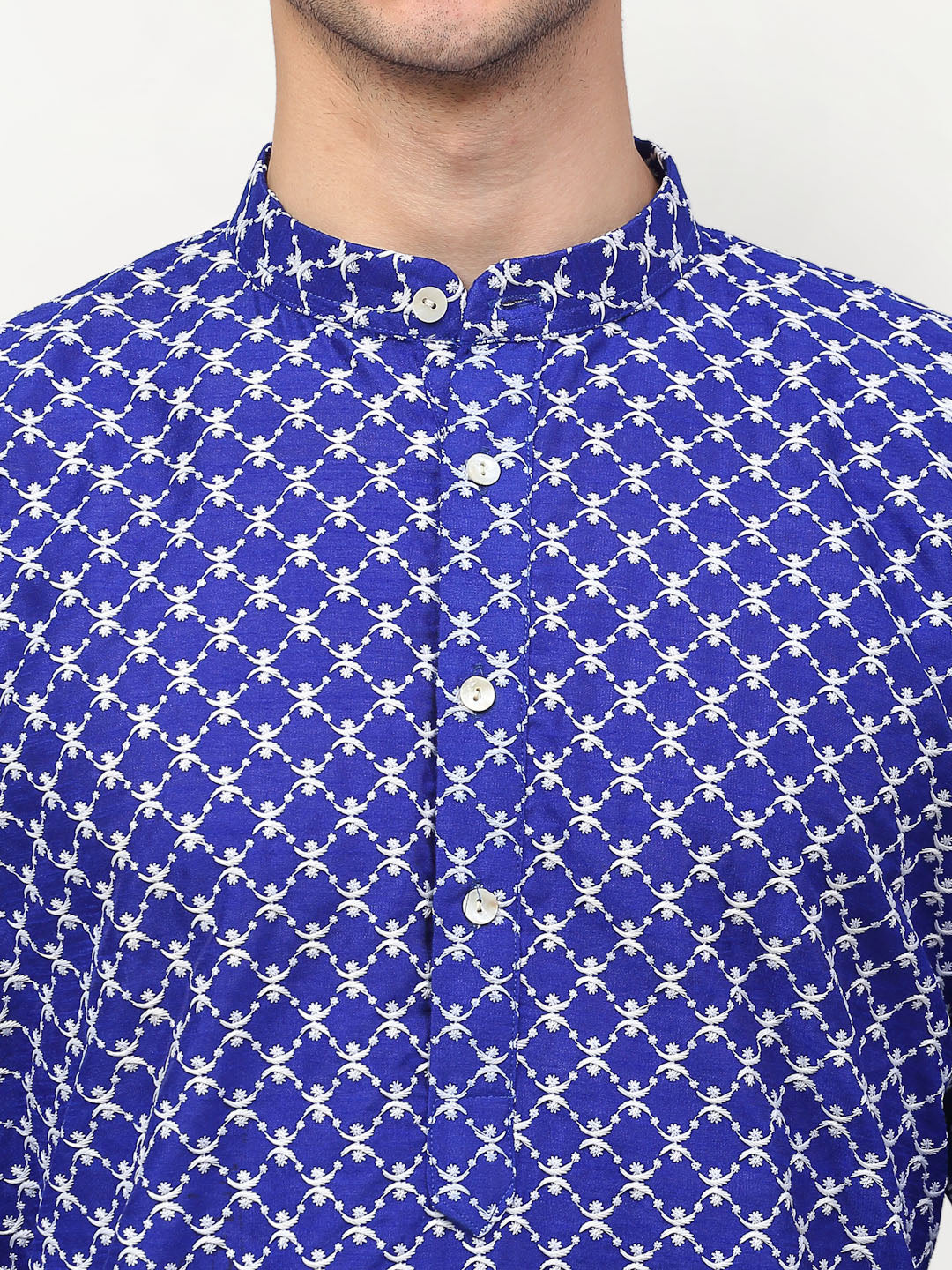 Jompers Men Royal-Blue Chikankari Kurta Only | Grocsy