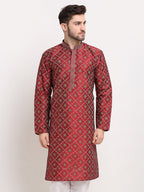 Jompers Men's Maroon Woven Kurta Only | Grocsy