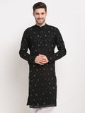 Jompers Men's Black Printed Mirror Kurta Only | Grocsy