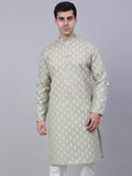 Jompers Men's Cotton Floral printed Kurta - Grey | Grocsy