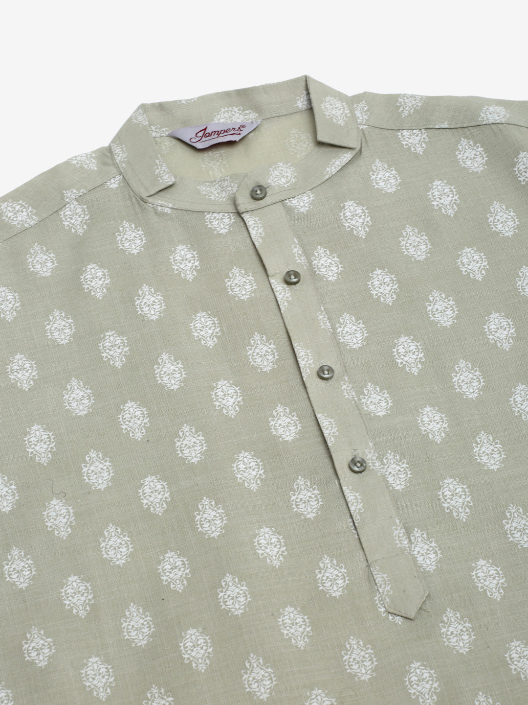 Jompers Men's Cotton Floral printed Kurta - Grey | Grocsy