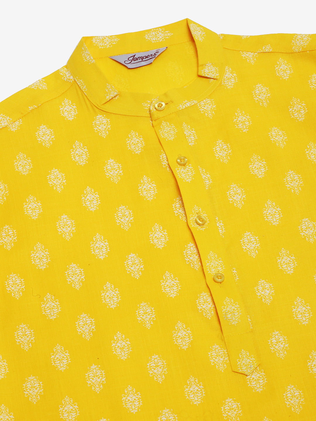 Jompers Men's Cotton Floral printed Kurta - Lemon | Grocsy