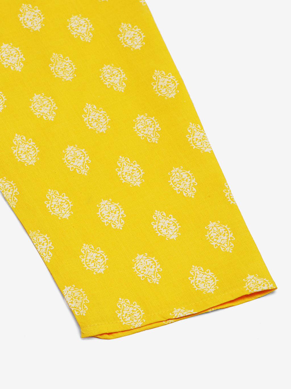Jompers Men's Cotton Floral printed Kurta - Lemon | Grocsy