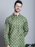 Jompers Men's Cotton Floral printed Kurta Only - Olive | Grocsy