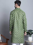 Jompers Men's Cotton Floral printed Kurta Only - Olive | Grocsy