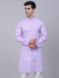 Jompers Men's Cotton Floral printed Kurta - Purple | Grocsy