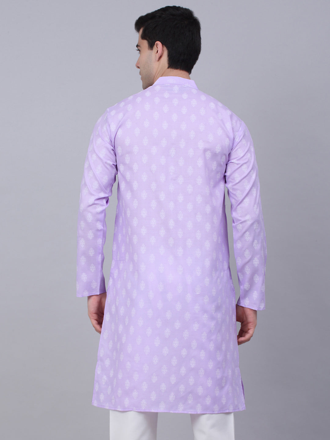 Jompers Men's Cotton Floral printed Kurta - Purple | Grocsy