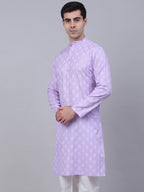 Jompers Men's Cotton Floral printed Kurta - Purple | Grocsy