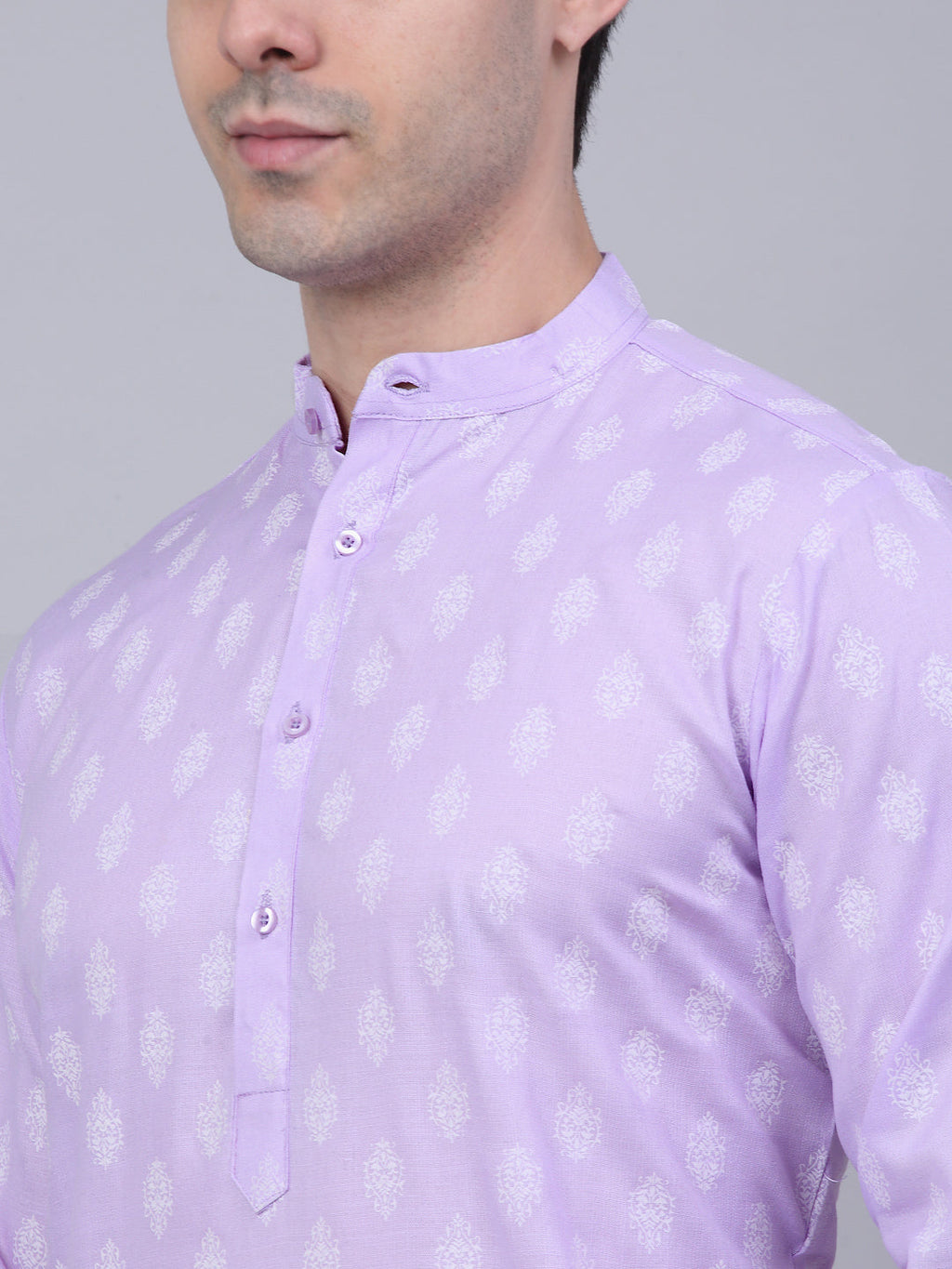 Jompers Men's Cotton Floral printed Kurta - Purple | Grocsy