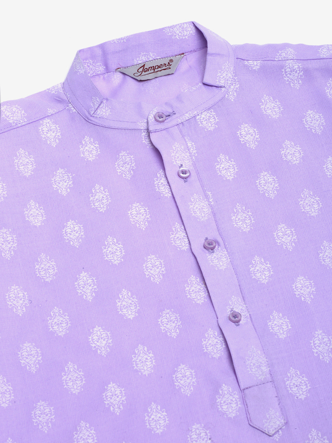 Jompers Men's Cotton Floral printed Kurta - Purple | Grocsy