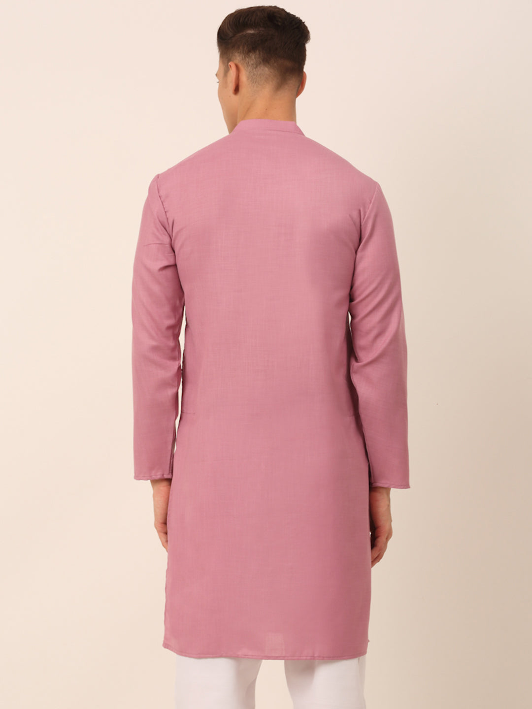 Jompers Men's Cotton Embroidered Kurta - Magenta | Grocsy